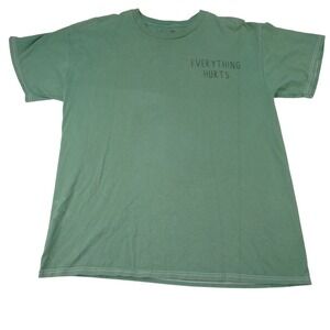 Threadless T Shirt Everything Hurts Grim Reaper Graphic Print Green Size M